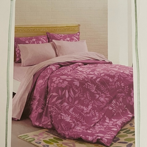 BlueBellGray Twin / Twin XL Dorm Duvet Cover Sham Set Pink Fleur Watercolor New - Picture 1 of 6